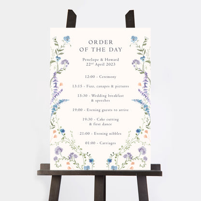 Regency Floral Wedding Order of the Day Sign
