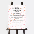 Bright Pink Confetti Wedding Order of the Day Sign