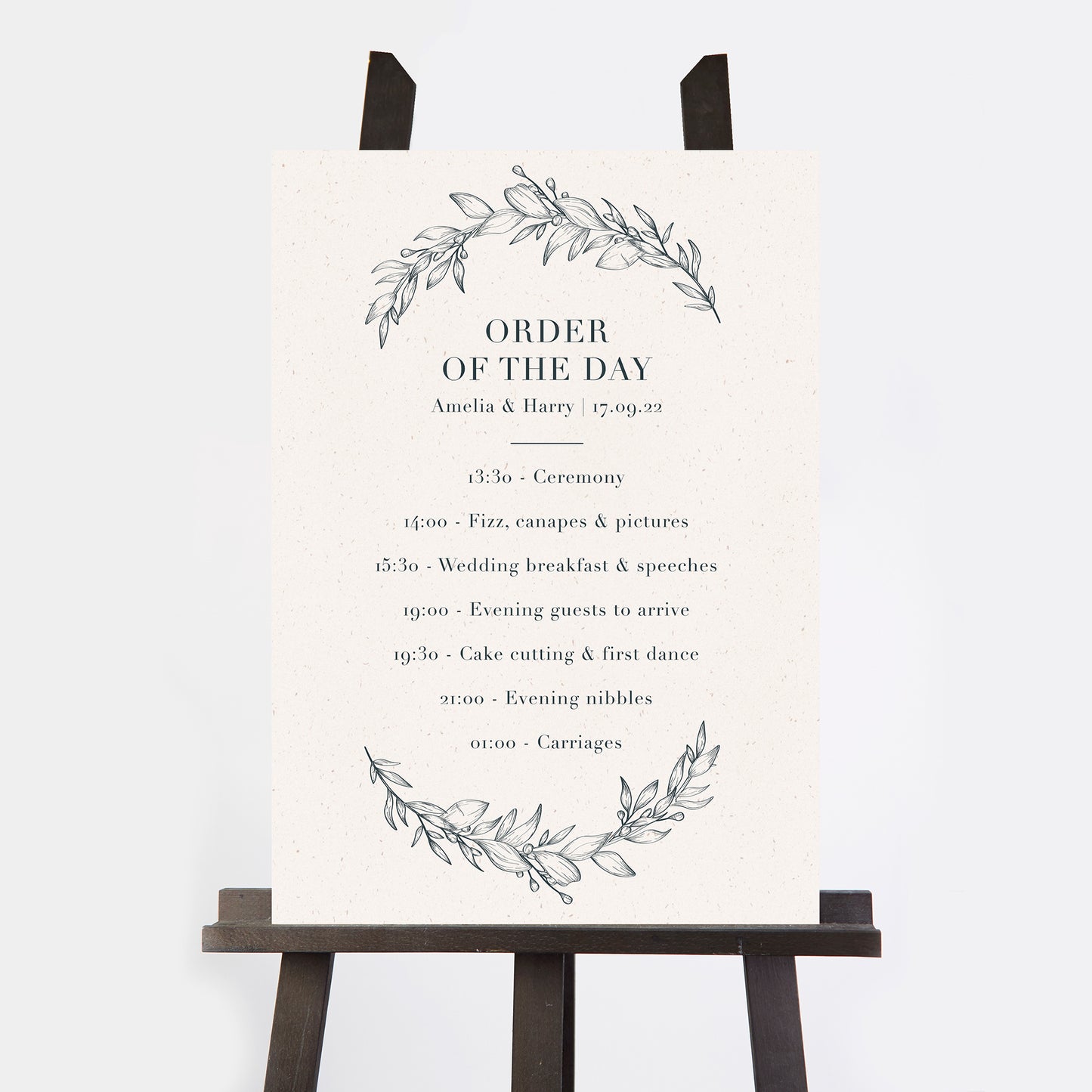Foliage Monogram Wedding Order of the Day Sign