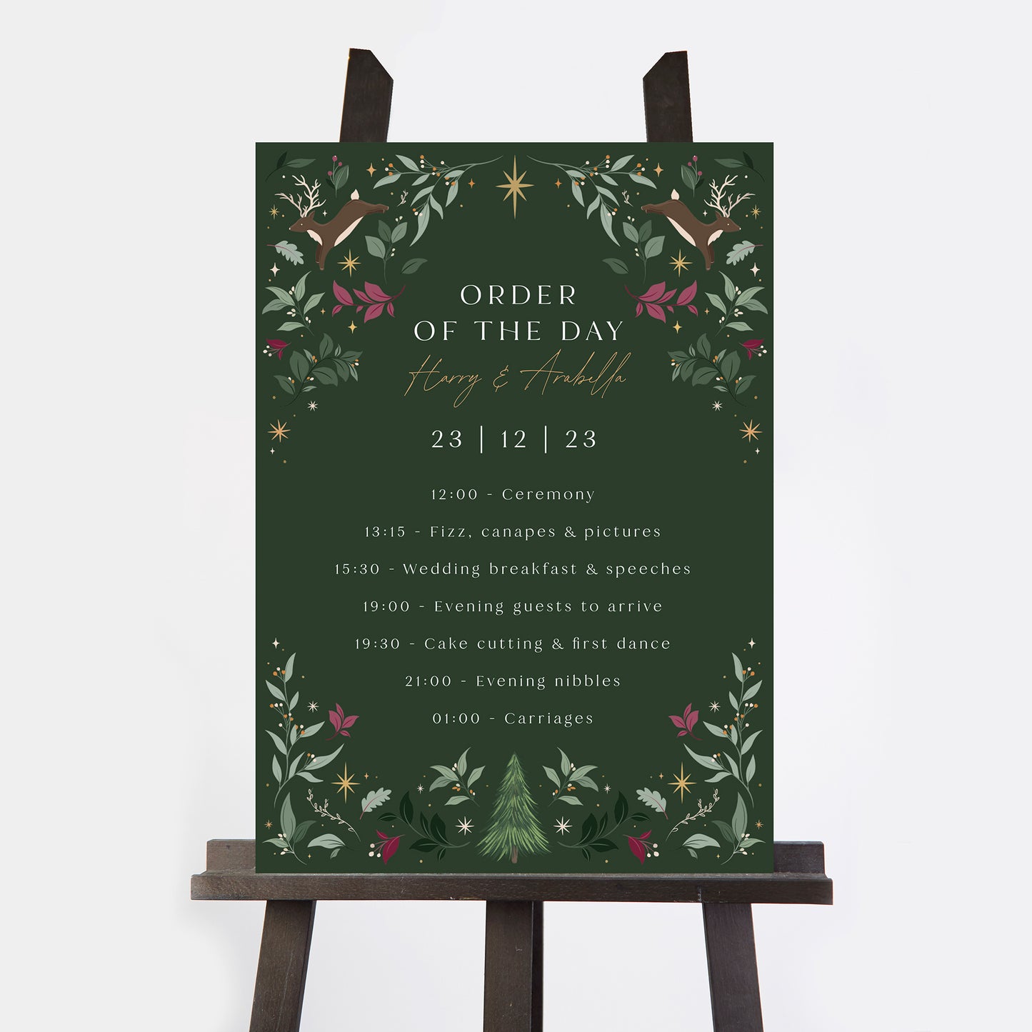 Winter Christmas Wedding Order of the Day Sign