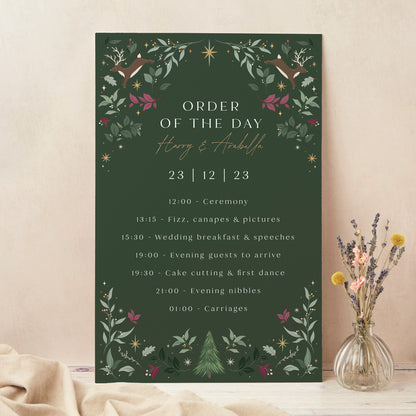 Winter Christmas Wedding Order of the Day Sign