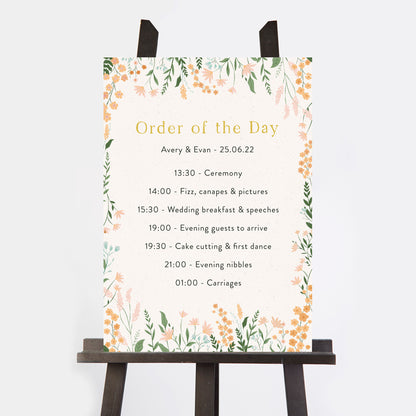 Summer Meadow Wedding Order of the Day Sign