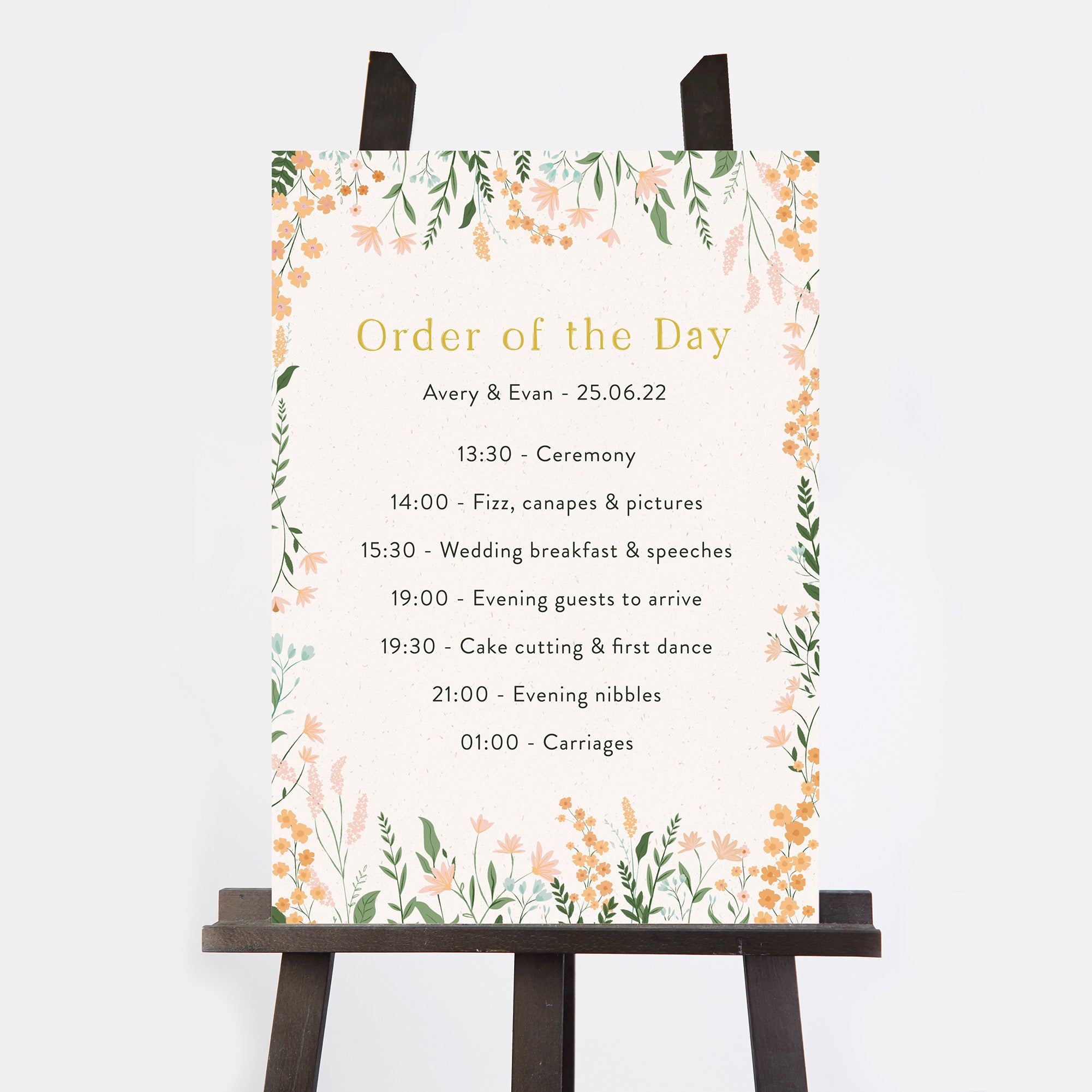 Summer Meadow Wedding Order of the Day Sign