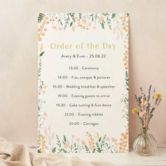 Summer Meadow Wedding Order of the Day Sign