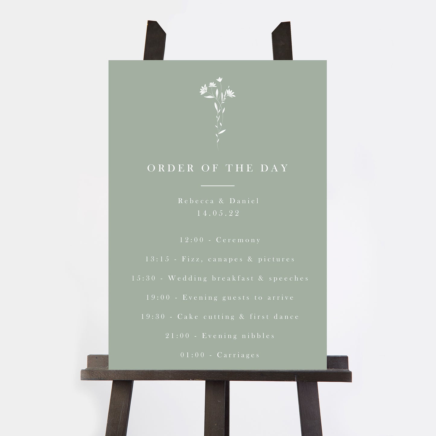 Sage Wildflower Wedding Order of the Day Sign