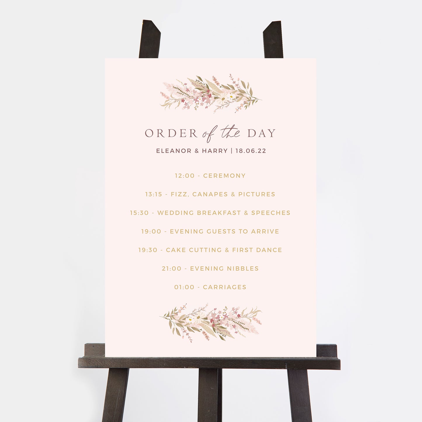 Dried Flower Hoop Wedding Order of the Day Sign