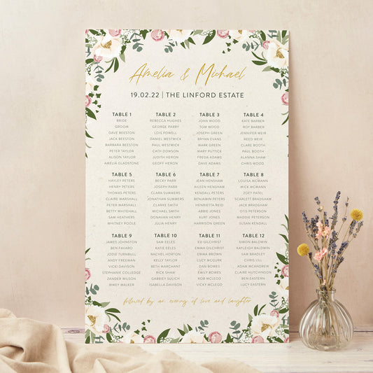 Floral Hoop Personalised Wedding Table Plan