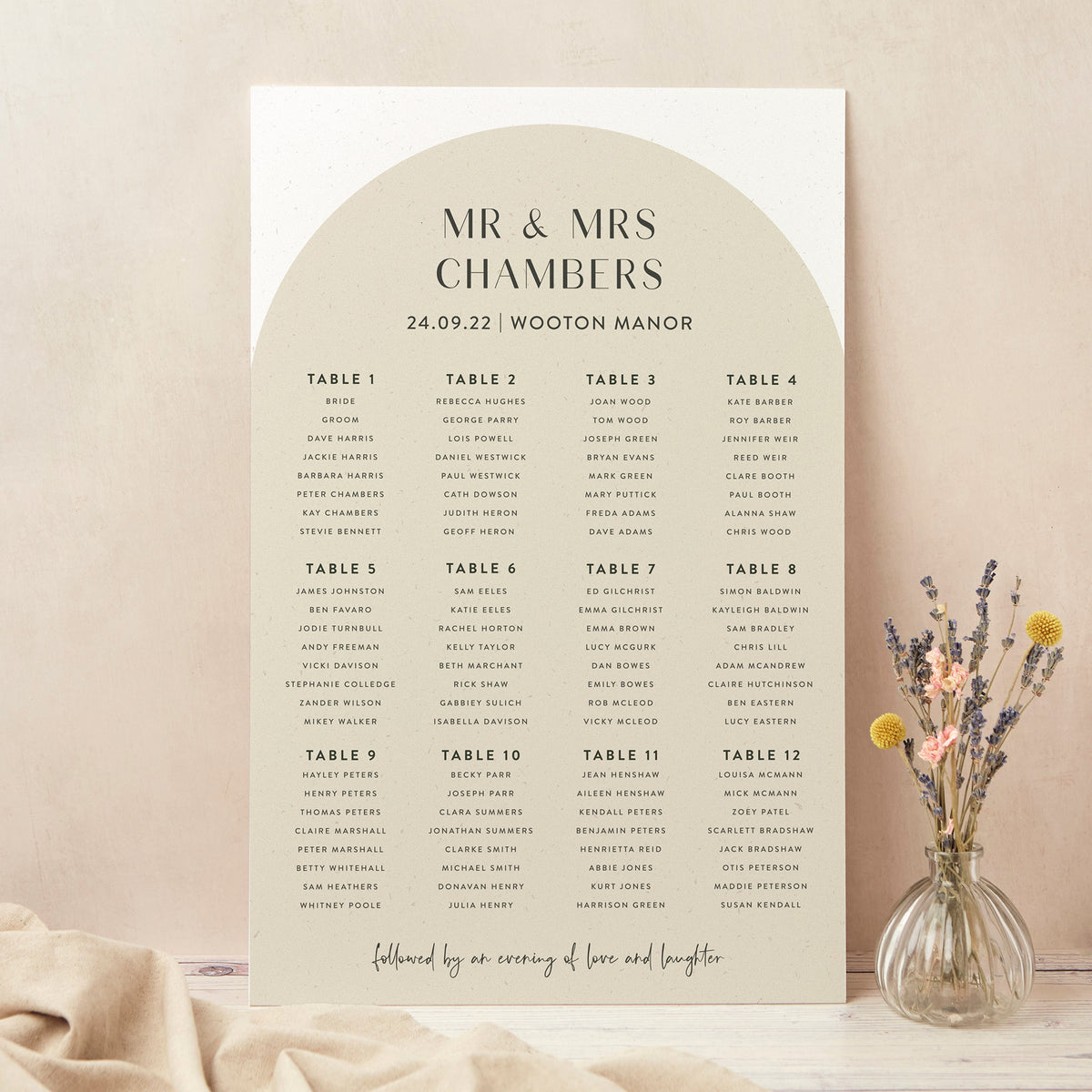 Table Plan Arch Minimalist Arch Personalised Wedding Table Plan – Loom Weddings