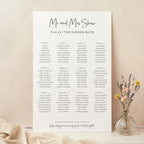 White Modern Script Personalised Wedding Table Plan