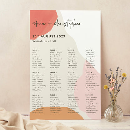 Painterly Colour Pop Personalised Wedding Table Plan