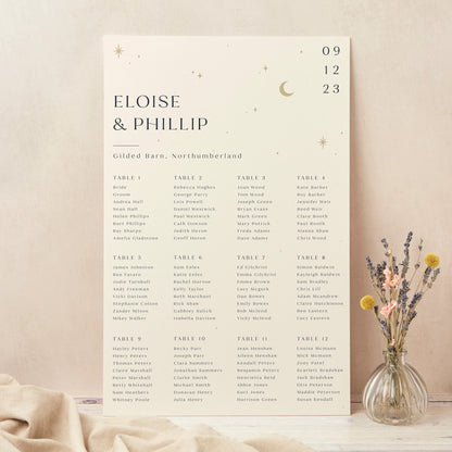 Celestial Night Sky Personalised Wedding Table Plan