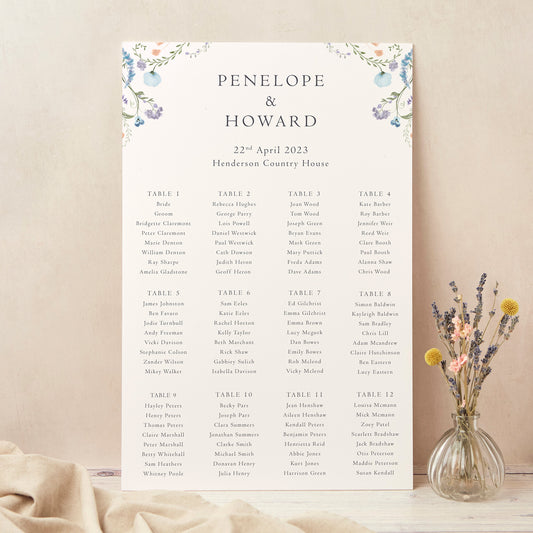 Regency Floral Personalised Wedding Table Plan