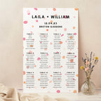 Bright Pink Confetti Personalised Wedding Table Plan