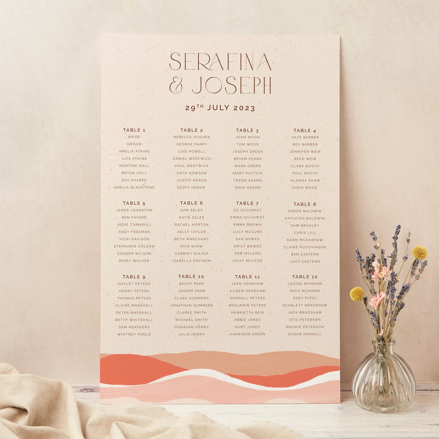 Palm Beach Personalised Wedding Table Plan