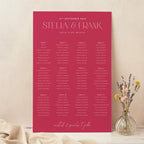 Magenta Modern Script Personalised Wedding Table Plan