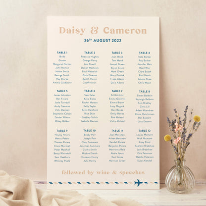 Muted Travel Personalised Wedding Table Plan