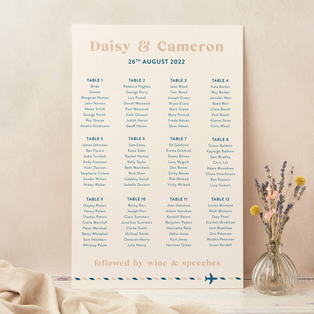 Muted Travel Personalised Wedding Table Plan