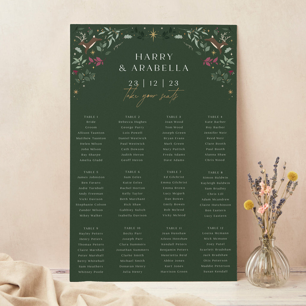 Winter Christmas Personalised Wedding Table Plan