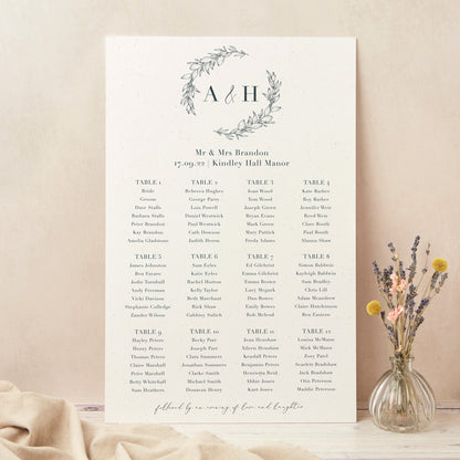 Foliage Monogram Wedding Table Plan
