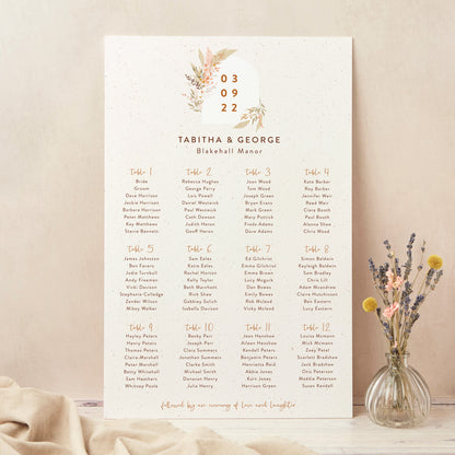 Modern Boho Personalised Wedding Table Plan