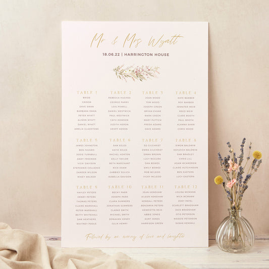Dried Flower Hoop Personalised Wedding Table Plan