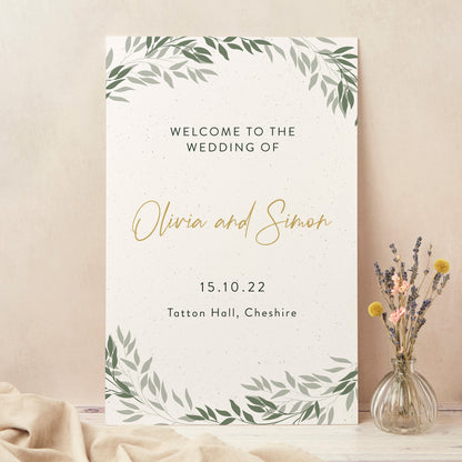 Botanical Rustic Wedding Welcome Sign