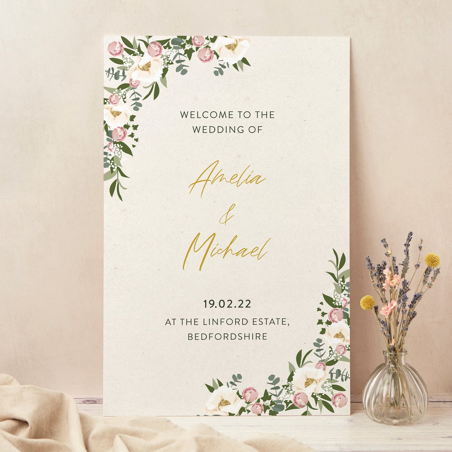 Floral Hoop Wedding Welcome Sign