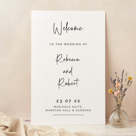 Modern Script Wedding Welcome Sign