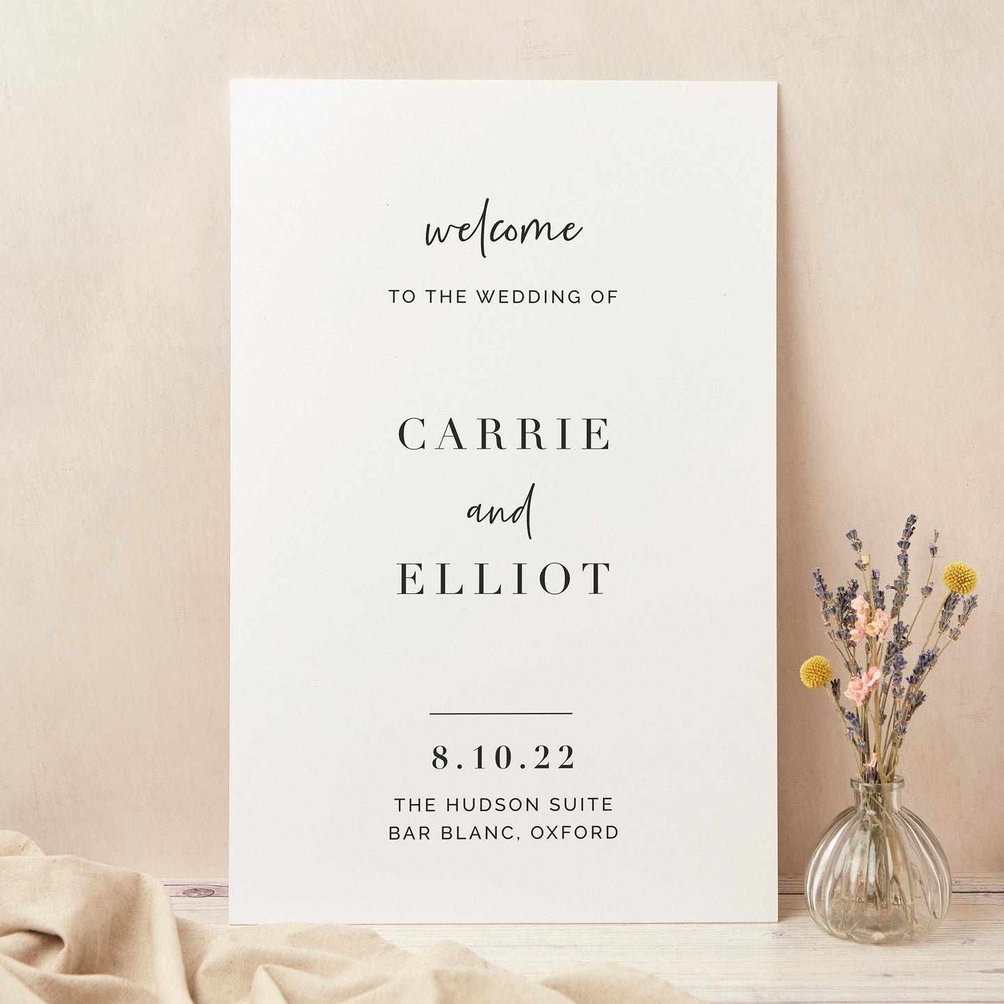 White Modern Script Wedding Welcome Sign