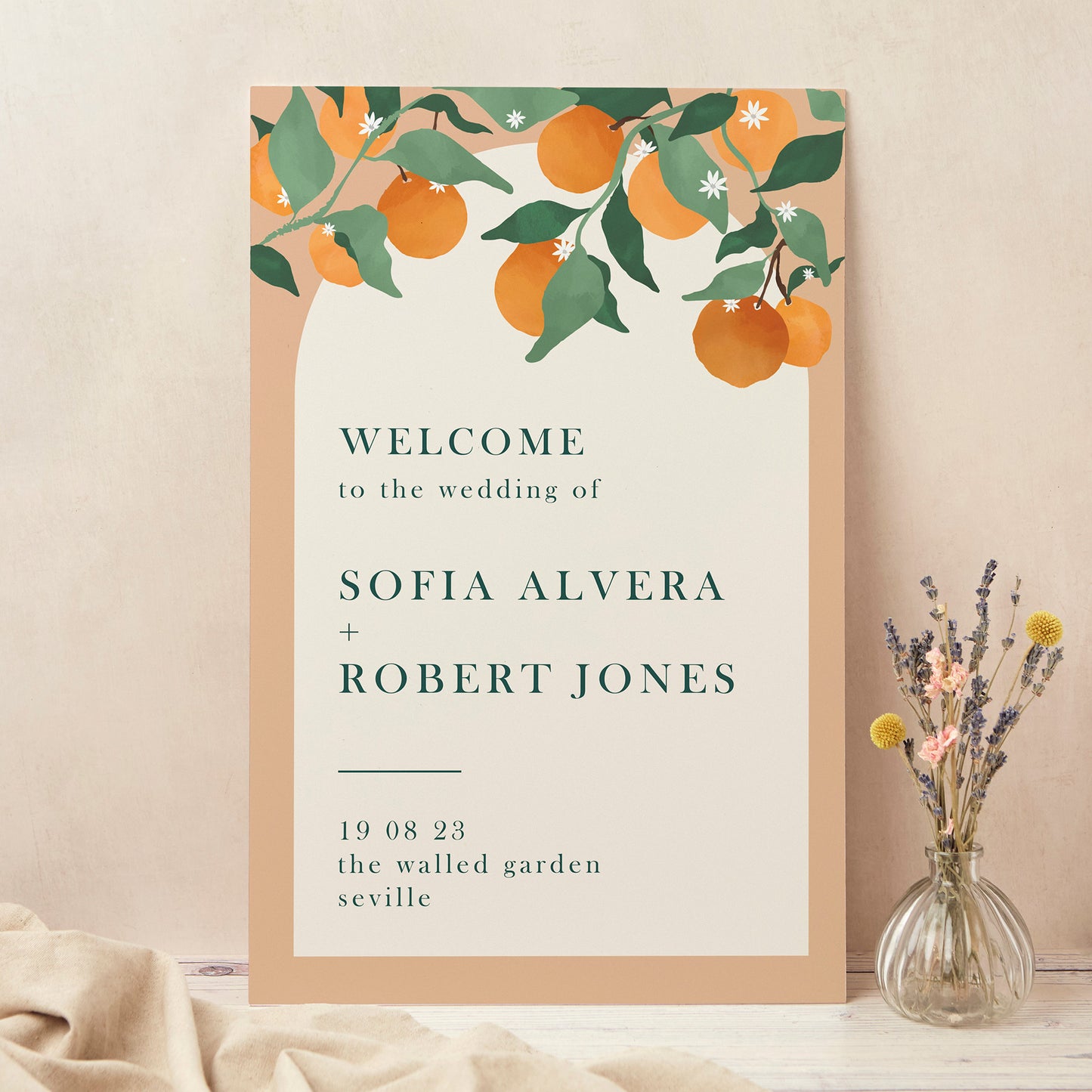 Mediterranean Oranges Wedding Welcome Sign