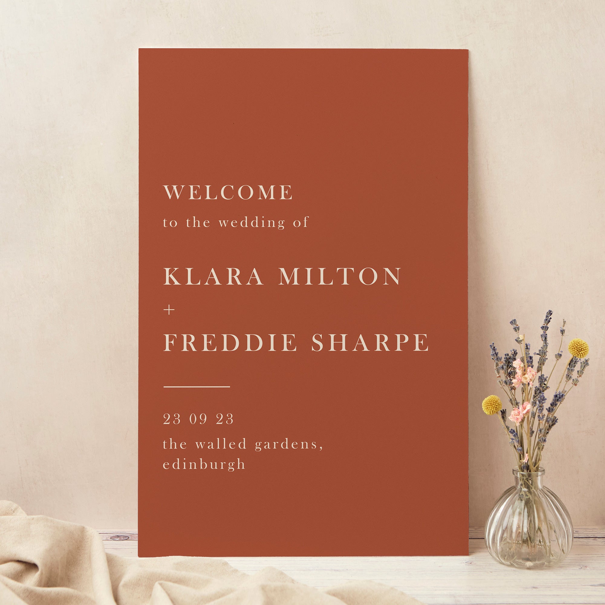 Caramel Autumn Colour Block Wedding Welcome Sign