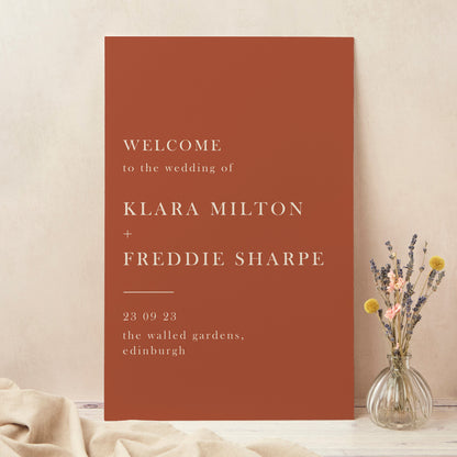 Caramel Autumn Colour Block Wedding Welcome Sign