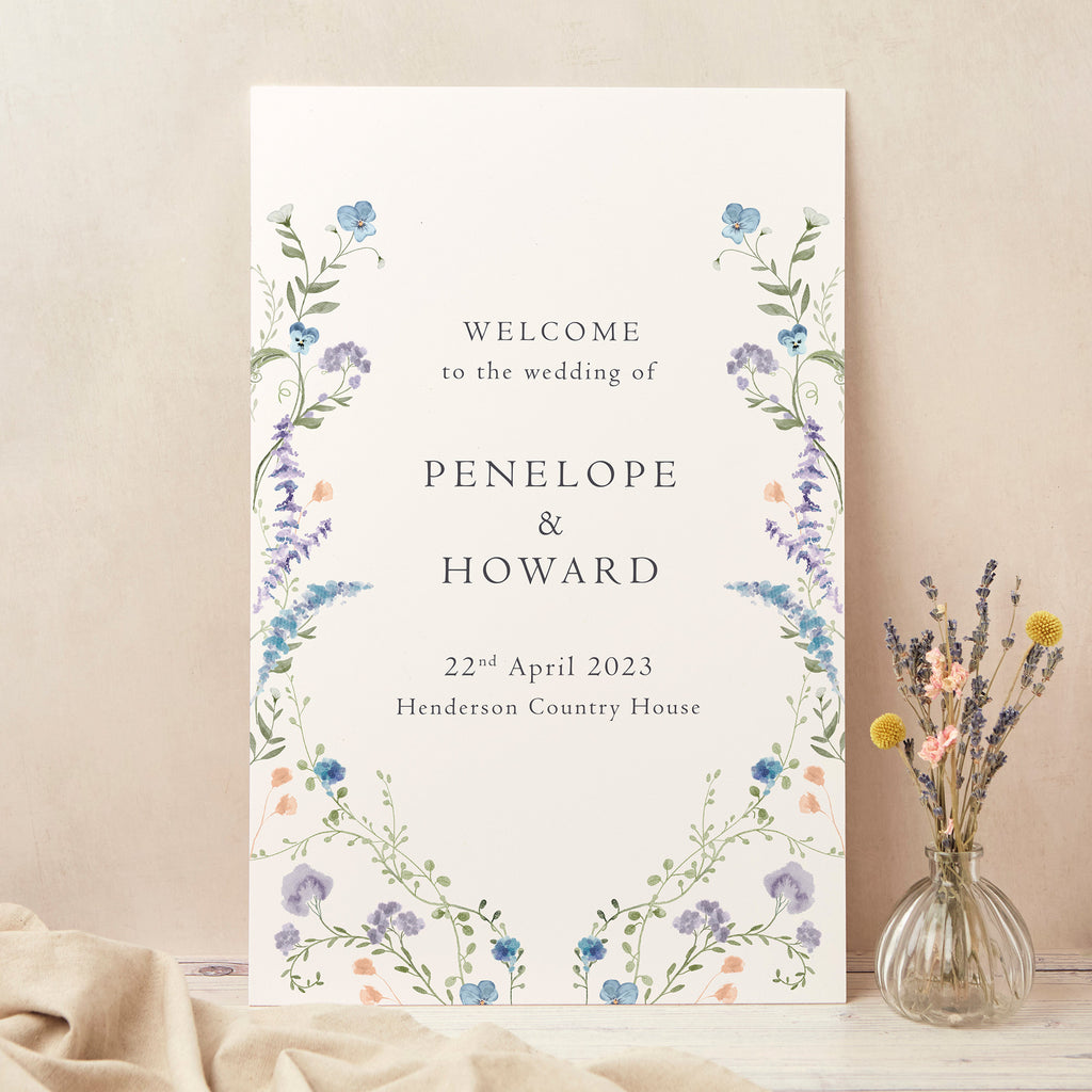 Regency Floral Wedding Welcome Sign