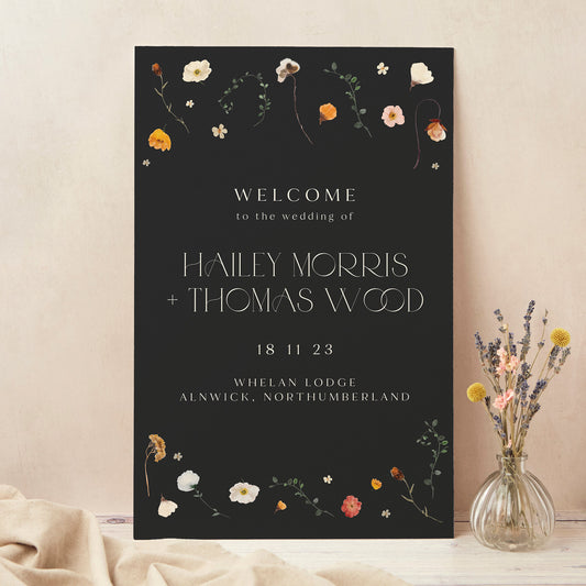 Winter Floral Wedding  Welcome Sign