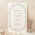 Wildflower Wreath Wedding Welcome Sign