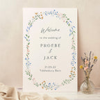 Wildflower Wreath Wedding Welcome Sign