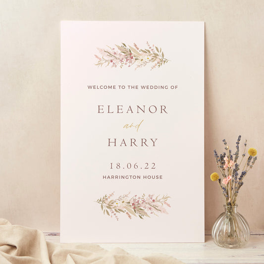 Dried Flower Hoop Wedding Welcome Sign
