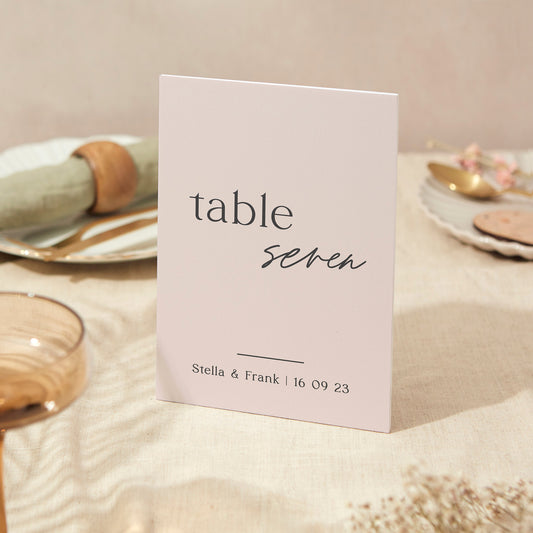 Table Number Sign Wedding Sign A5 Sturdy Foamex Sign Blush Script