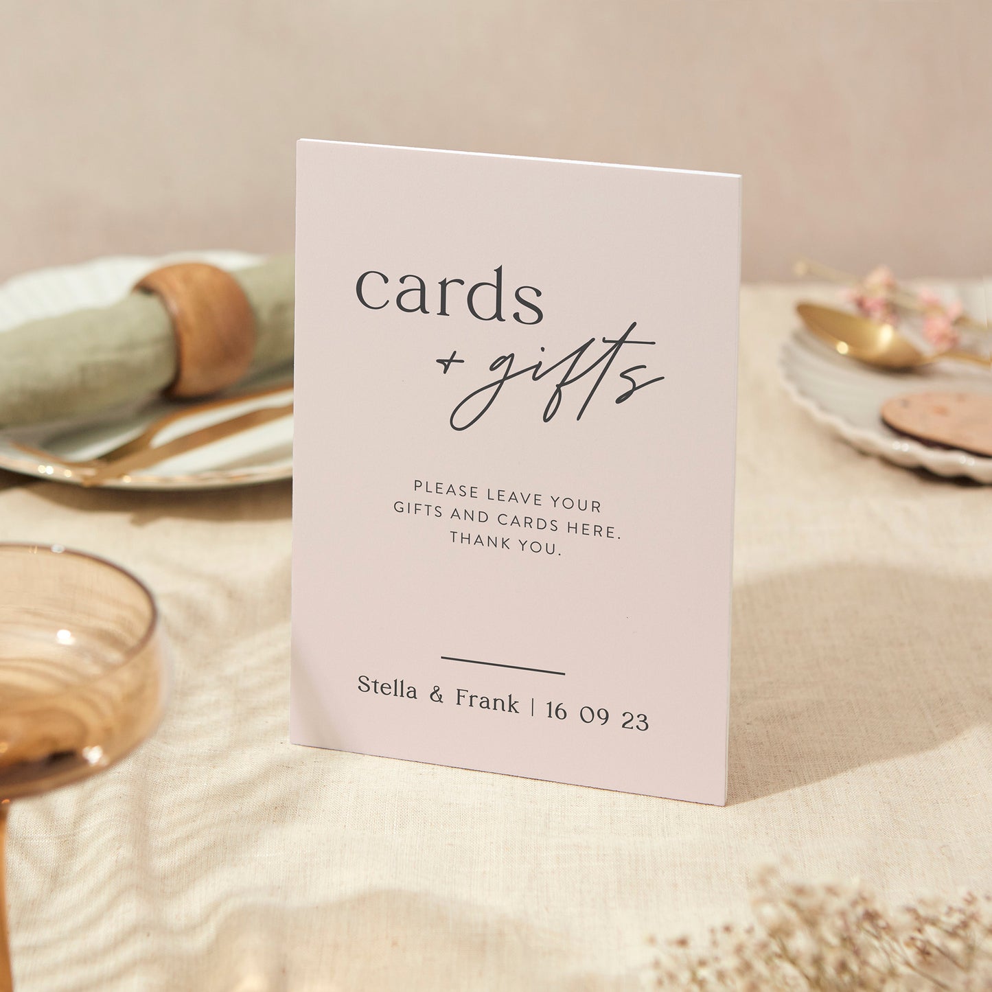 Cards and Gifts Sign Wedding Sign A4 Sturdy Foamex Sign Blush Script