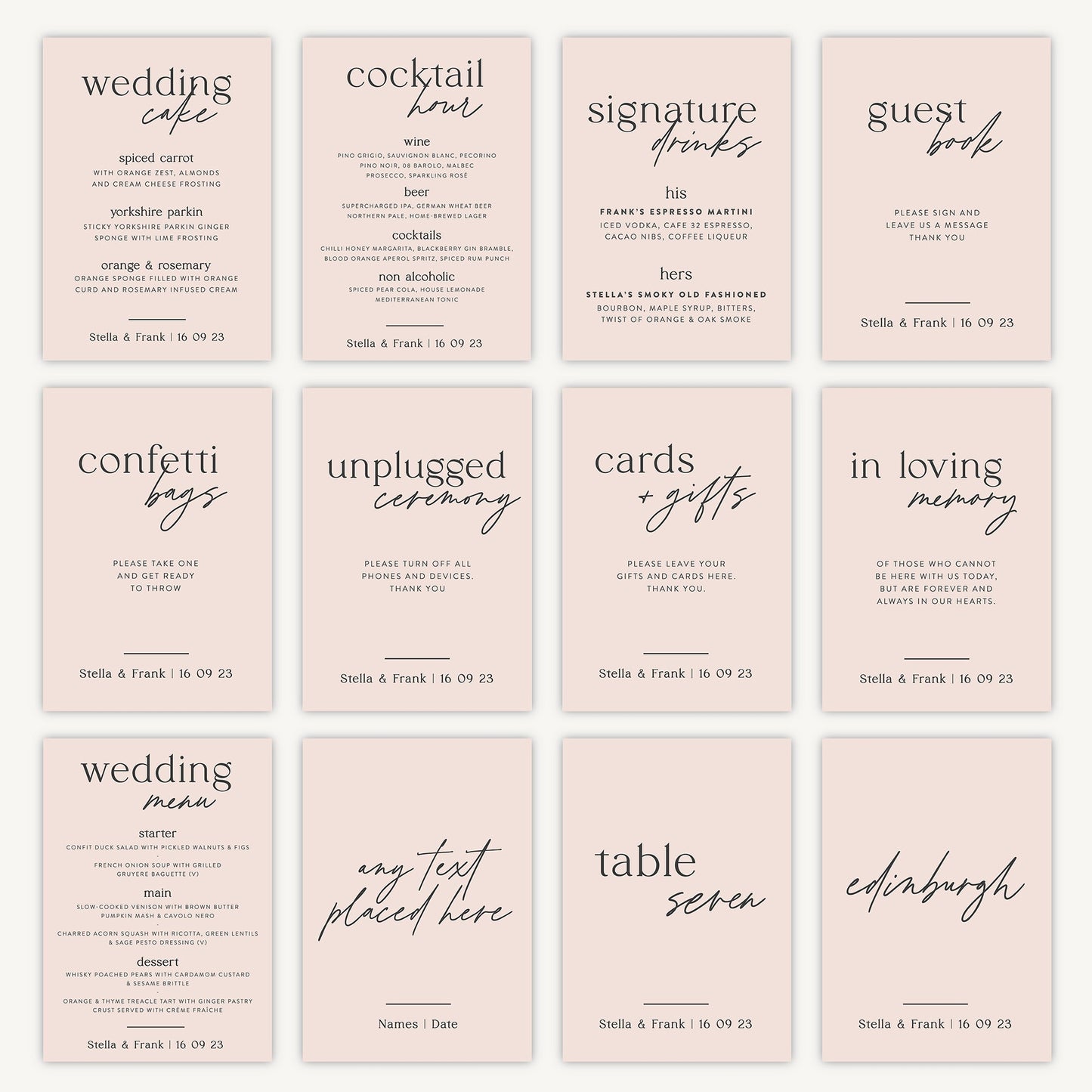 Wedding Menu Sign Wedding Sign A5 Sturdy Foamex Sign Blush Script