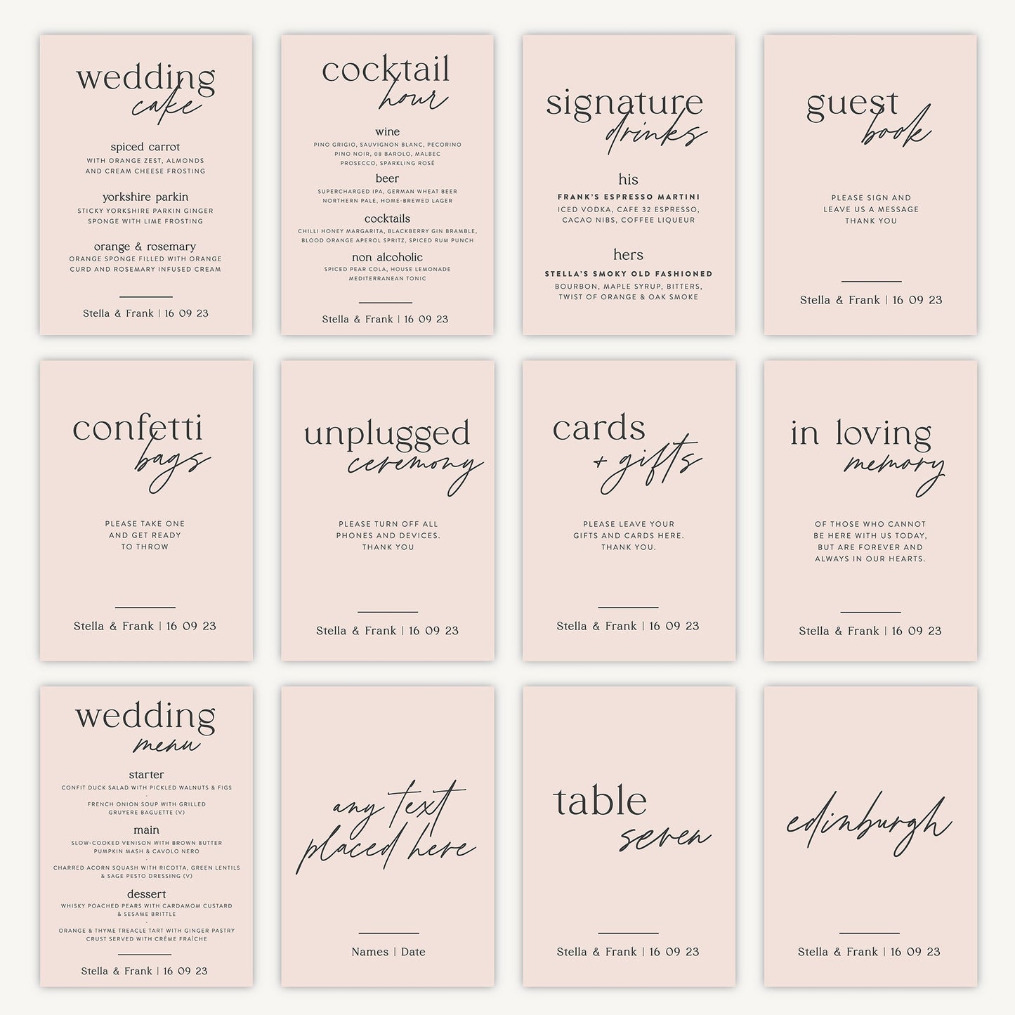 Table Number Sign Wedding Sign A5 Sturdy Foamex Sign Blush Script