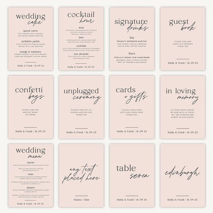 Table Number Sign Wedding Sign A5 Sturdy Foamex Sign Blush Script