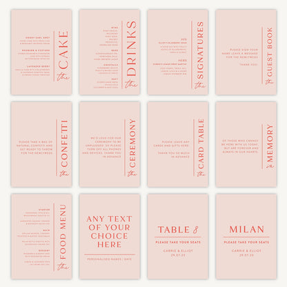 Table Name Sign Wedding Sign A5 Sturdy Foamex Sign Modern Layout