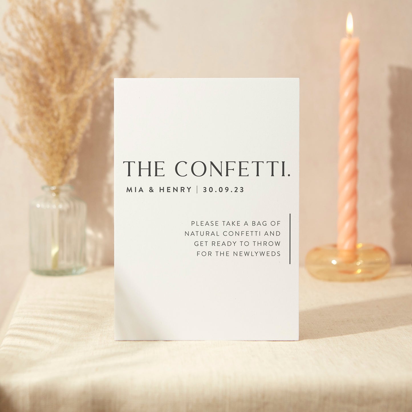 Confetti Sign Wedding Sign A5 Sturdy Foamex Sign Minimal Layout