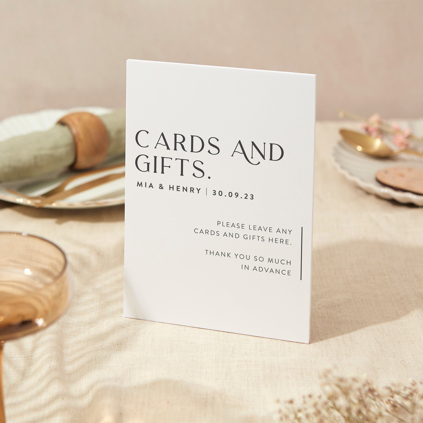Cards and Gifts Sign Wedding Sign A4 Sturdy Foamex Sign Minimal Layout