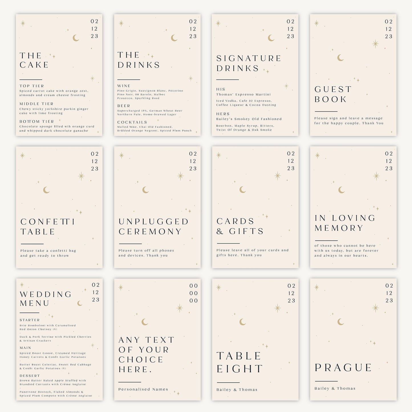 Drinks Menu Sign Wedding Sign A5 Sturdy Foamex Sign Celestial Night Sky