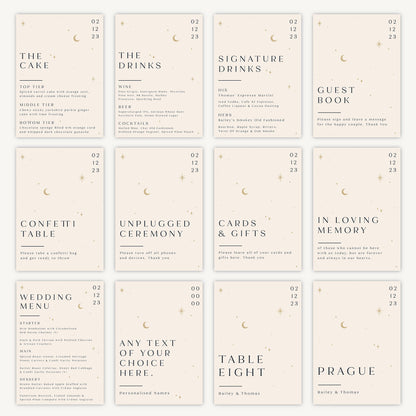 Drinks Menu Sign Wedding Sign A5 Sturdy Foamex Sign Celestial Night Sky