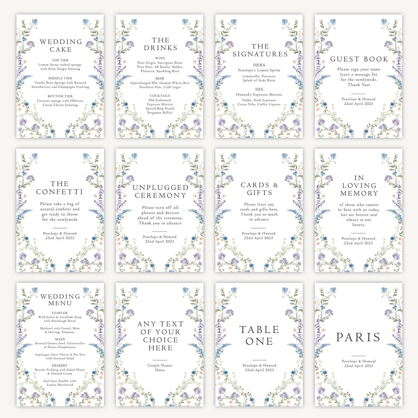 Table Name Sign Wedding Sign A4 Sturdy Foamex Sign Regency Floral