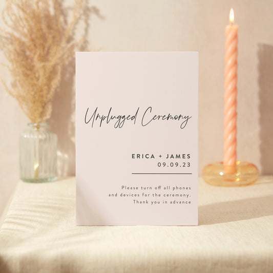 Unplugged Sign Wedding Sign A5 Sturdy Foamex Sign Minimal Script