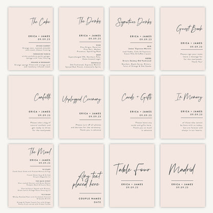 Table Number Sign Wedding Sign A4 Sturdy Foamex Sign Minimal Script